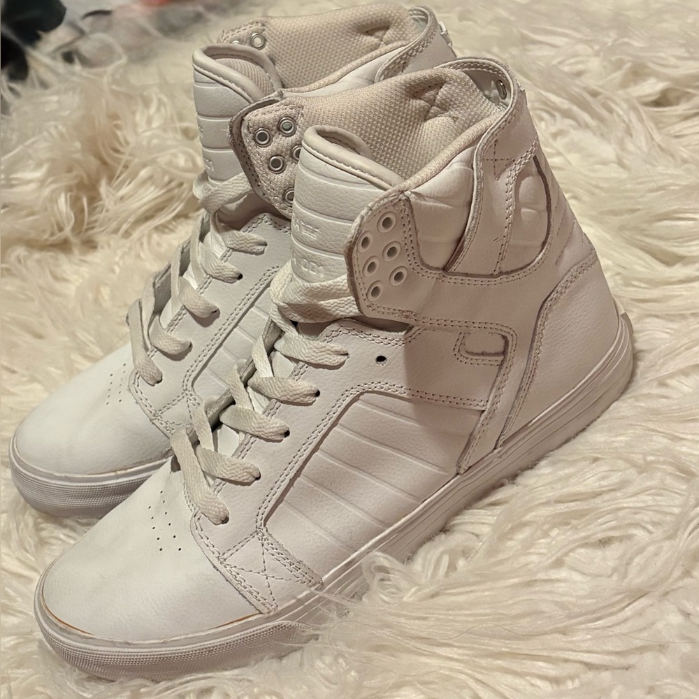 Supra Muska 001 Skytop White Leather High Top Sneakers Men's Size 9 - Picture 2 of 9